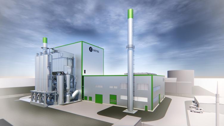 Bild vergrößern: Skizze des Biomasse-Heizkraftwerks von GETEC in Podari