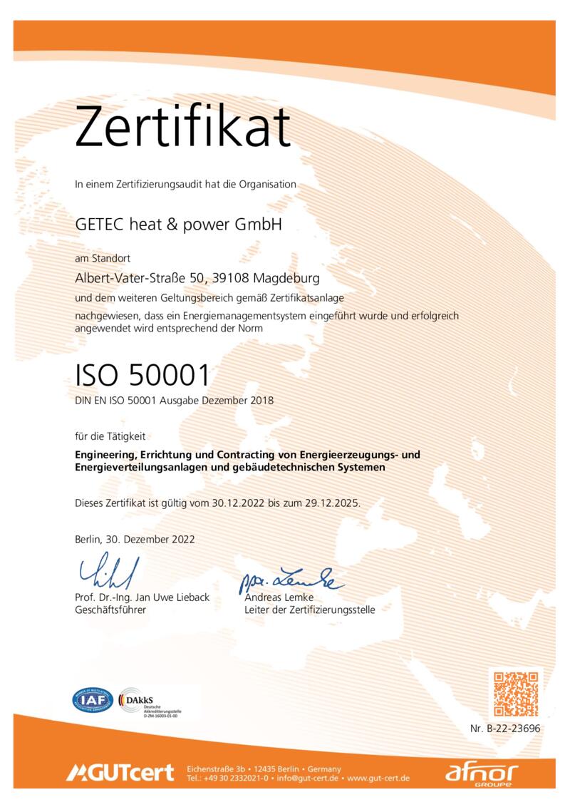 DIN EN ISO 50001 GETEC Heat & Power